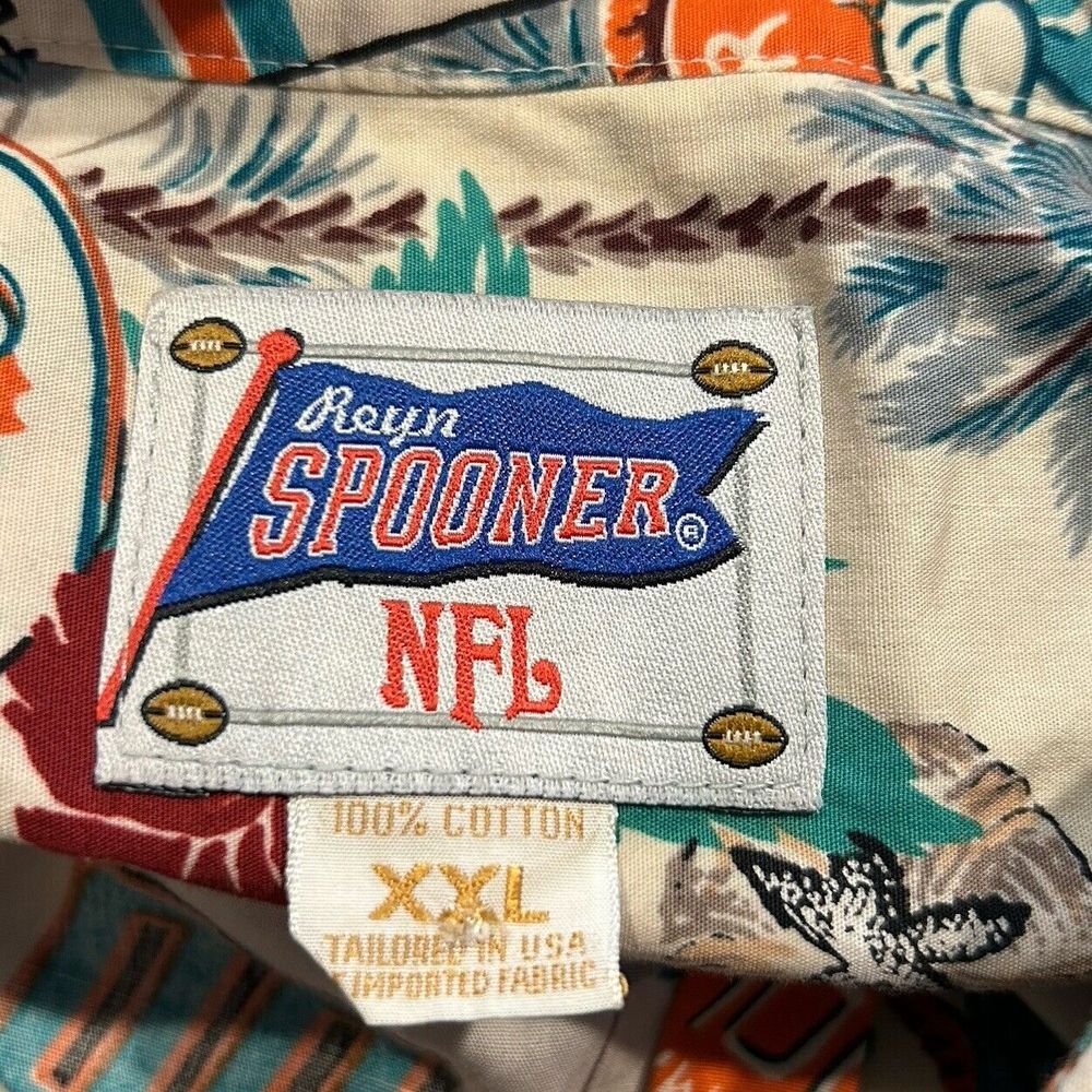VINTAGE Miami Dolphins Reyn Spooner Shirt Men‎ XXL Green Hawaiian NFL Button Up - Picture 7 of 7